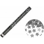 Konfety 80cm -STŘÍBRNÉ METALICKÉ HVĚZDIČKY Silvestr – Zboží Dáma