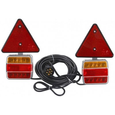 TruckLED Sada LED svítilna 5 funkcí ( zadní, brzdová, směrová, špz, odrazová) 12/24V s magnety, kabely a reflexním trojúhelníkem [L1855] – Zbozi.Blesk.cz