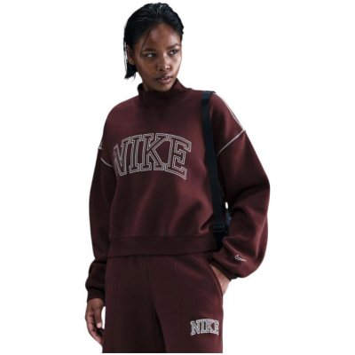 Nike W NSW PHNX FLC LOGO MOCK NECK BURGUNDY CRUSH Červená – Hledejceny.cz