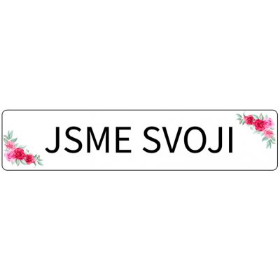 Svatba-eshop Svatební cedulka SPZ Jsme svoji s růžemi - SPZ na svatební auto – Zboží Dáma
