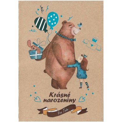 Přání k narozeninám CTS18, dětské, kraft – Zboží Dáma