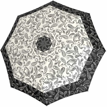 Doppler Fiber Magic Black&White Paisley dámský plně automatický deštník skládací bílý