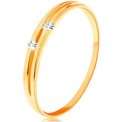 Šperky Eshop Zlatý prsten lesklá hladká ramena s úzkým výřezem a zirkonky S3GG157.25 – Zboží Mobilmania