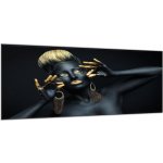 Obraz skleněný žena v černém se zlatým - 50 x 70 cm – Zboží Mobilmania