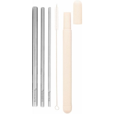 ECOCARE Ekologická kovová brčka cestovní set Stříbrná 3 ks – Sleviste.cz