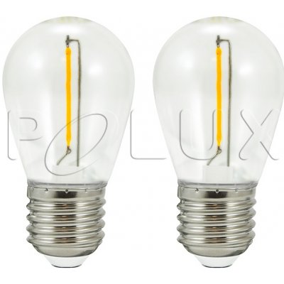 Polux 308733 2x náhradní filamentová LED žárovka do světelného řetězu KANATA, E27, S14, 0,5W, 2200K, 80lm, čirá