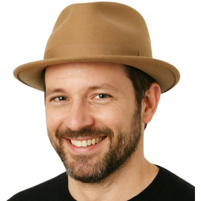 Klasický trilby klobouk vlněný Fiebig béžový s béžovou stuhou – Hledejceny.cz