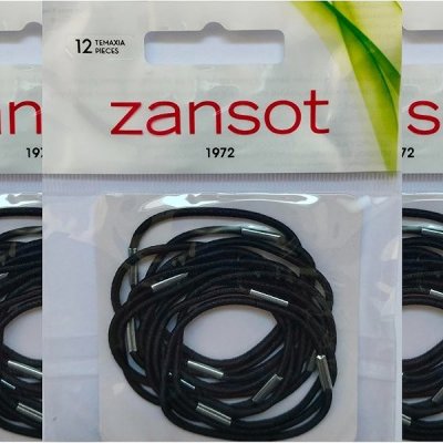 Zansot 3× elastické gumičky do vlasů, 12 ks, černé – Zboží Dáma