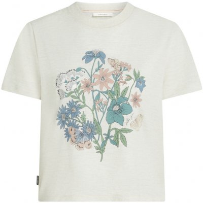 Icebreaker Merino 150 Tech Lite SS Crop Tee NZ Flora Women ECRU HTHR bílá – Zboží Dáma