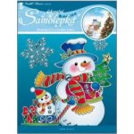 Samolepka sněhulák se stříbrnou konturou 18x18cm – Hledejceny.cz