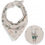 Biante Dětský bavlněný šátek Sandra SA-701 Zajíčci a lišky s balónky - zelené na světle béžovém – Zboží Dáma