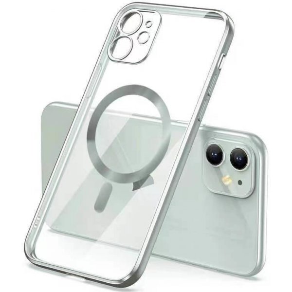 Pouzdro a kryt na mobilní telefon Pouzdro SES MagSafe silikonové Apple iPhone 12 - stříbrné