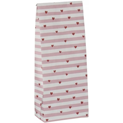 Ib Laursen Papírový sáček Red Hearts / Pink stripes 30,5 cm – set 5 ks, růžová barva, multi barva – Zboží Dáma
