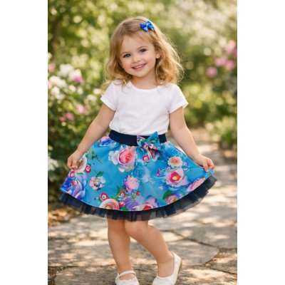 Sukně květy modrá s tylem – Zbozi.Blesk.cz