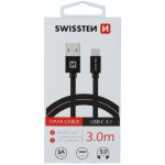 Swissten 71527900 USB 2.0, zástrčka A - zástrčka C, opletený, 3m, černý – Zboží Mobilmania