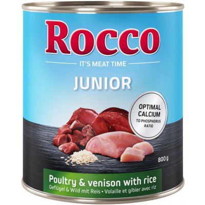 Rocco Junior 24 x 800 g - Drůbeží se zvěřinou a rýží