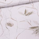 Dekorační závěs, 61269/48, khaki květy, šířka 140cm (látka v metráži) – Sleviste.cz