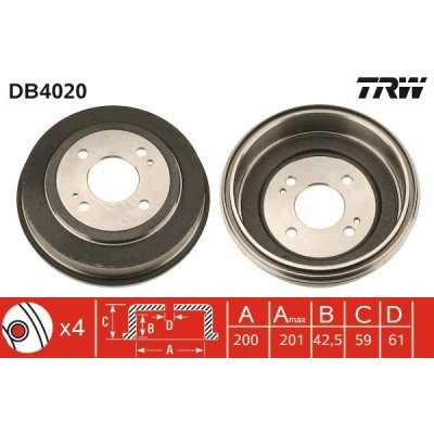 DB4020 TRW Brzdový buben | Zboží Auto