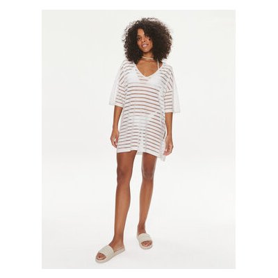Calvin Klein Swimwear Plážové šaty KW0KW02528 Bílá – Zboží Mobilmania