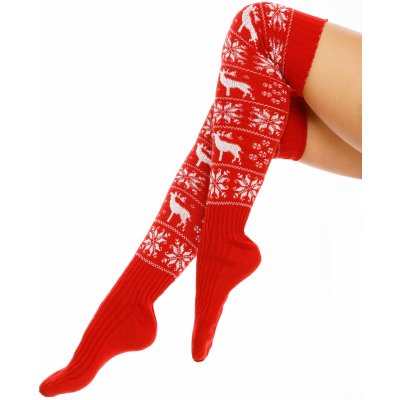 Fashionweek vánoční nadkolenky ponožky nad koleno Červená – Zboží Mobilmania