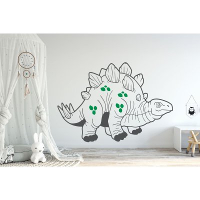 Lepy.cz Samolepka na zeď Dino svět - Stegosaurus, rozměry l60x110cm, Ledová modrá + lipová zelená – Zboží Mobilmania