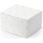 PartyDeco Dárková krabička bílá se zlatými srdíčky 10 ks – Hledejceny.cz
