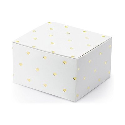 PartyDeco Dárková krabička bílá se zlatými srdíčky 10 ks – Hledejceny.cz