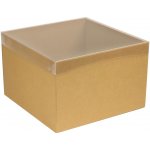 Dárková krabice s průhledným víkem 300x300x200/35 mm, hnědá - kraftová – Zboží Živě