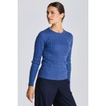 Gant svetr STRETCH COTTON CABLE C NECK modrá – Zboží Mobilmania