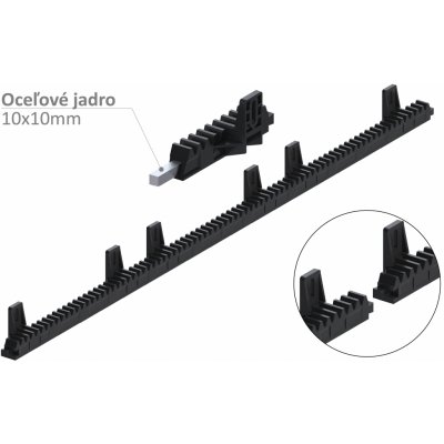 Hřeben nylon-kov 28x20mm, 6x úchyt, 1016mm, do 700kg – Sleviste.cz