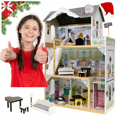 KIK domeček pro panenky + nábytek XXL LED KX6487 – Zboží Dáma