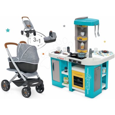 Smoby Set kuchyňka elektronická Tefal Studio 360° XL Bubble a kočárek hluboký a sportovní DeLuxe Maxi Cosi & Quinny – Zbozi.Blesk.cz