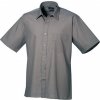 Pánská Košile Premier Workwear pánská popelínová pracovní košile s krátkým rukávem šedá tmavá