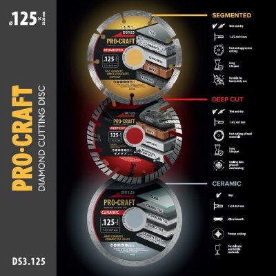 Sada diamantových kotoučů Procraft DS3.125 (DS125/DR125/DC125) / DS3.125 – Sleviste.cz