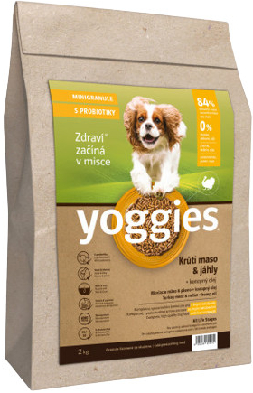 Yoggies Minigranule krůtí maso s jáhly a konopný olej 30 kg