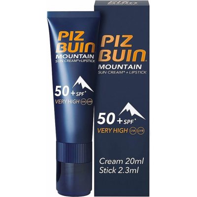 Piz Buin Sun Moutain Cream SPF50+ 20 ml + Lipstick 2,3 ml – Sleviste.cz