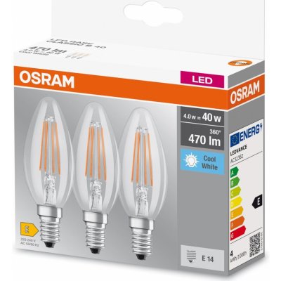 Osram Sada LED žárovek svíčka, 4 W, 470 lm, neutrální bílá, E14, 3 ks – Hledejceny.cz