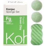 Kohle Company Konjac houbičky dárková sada zelený Jíl 3 ks – Zboží Dáma