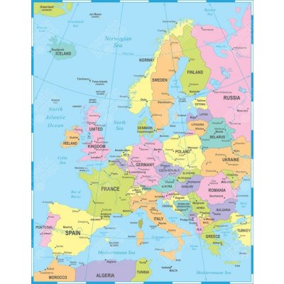 Magnetická mapa Evropy, politická, barevná (samolepící feretická fólie) 66 x 85 cm – Zbozi.Blesk.cz