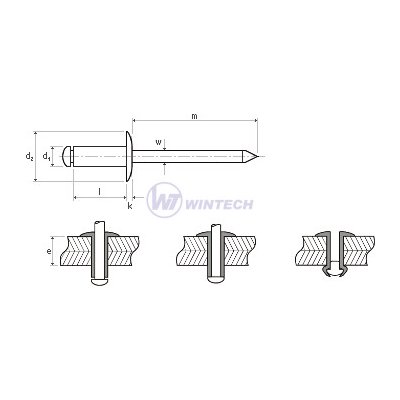 Nýt DIN 7337 Al/st 4,8x35 hl.16 ZB Cr3+ Balení: 150 ks KEJSA48035EF5K – Sleviste.cz