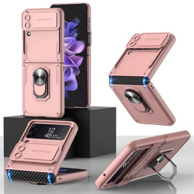 Pouzdro GKK RING Ochranné s držákem Samsung Galaxy Z Flip 4 5G růžové – Zboží Mobilmania