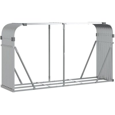 Shumee Dřevník pozinkovaná ocel 180 x 45 x 100 cm stříbrný – HobbyKompas.cz