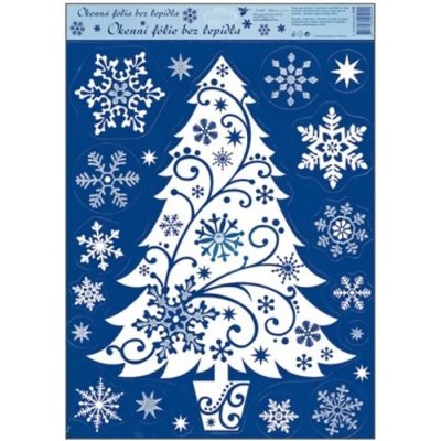 Anděl Okenní fólie vánoční s glitry stromek 38 x 30 cm – Hledejceny.cz