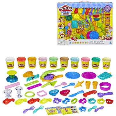 PLAY-DOH HASBRO Modelína velká sada 10 kelímků 840g s nástroji a nádobím 14e – Sleviste.cz
