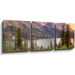 Obraz s hodinami 3D třídílný - 150 x 50 cm - Glacier national park in evening sun light Glacier národní park ve večerním slunci – Zboží Mobilmania