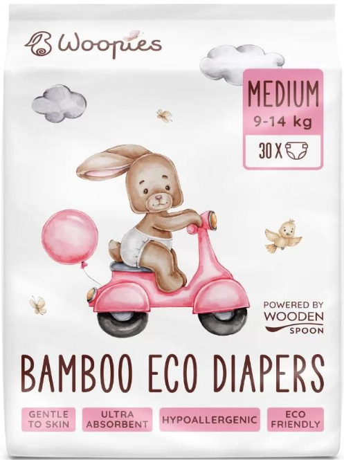 Woopies Wooden Spoon bambusové eko Medium 9-14 kg 30 ks