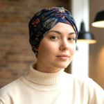 Ebbie bavlněný turban-style ETNO NA MODRÉ – Sleviste.cz