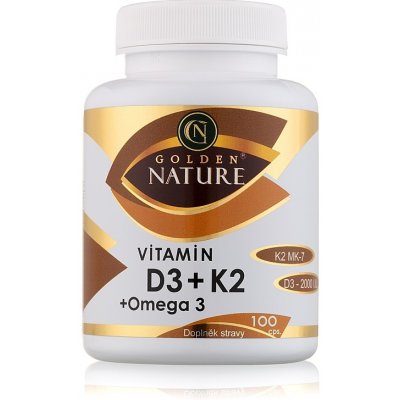 Golden Nature Vitamin D3 2000 I.U.+K2 MK-7+Omega 3 100 kapslí – Zboží Mobilmania