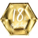 PartyDeco Papírové talířky číslo 18 zlaté – Sleviste.cz