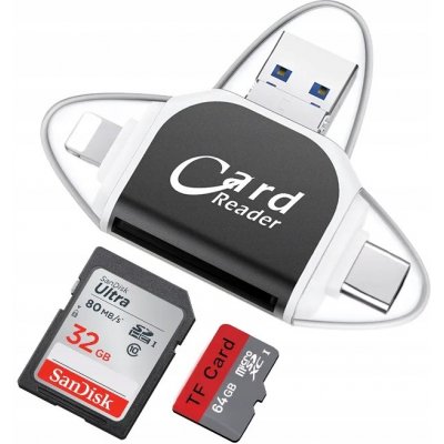 Paměťová karta 4v1 SD TF Adapter OTG pro iPhone Android OSX Windows~0018 – Zboží Živě